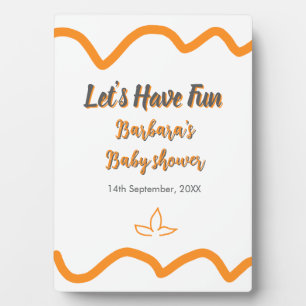 Orange gray retro spanish baby shower boho modern plaque