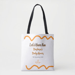 Orange gray retro spanish baby shower boho modern tote bag