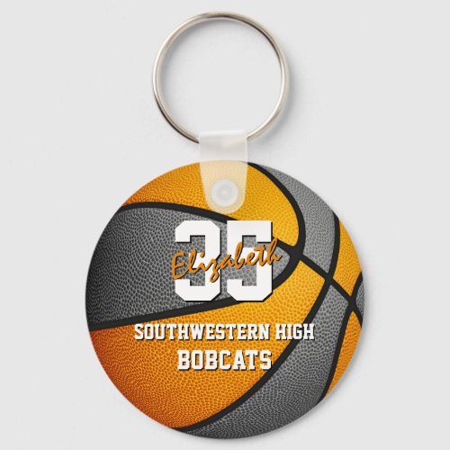 orange gray school basketball team colors keychain
