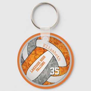 orange gray school colors custom name volleyball keychain