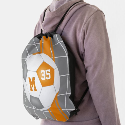 orange gray school team colors boys girls soccer drawstring bag