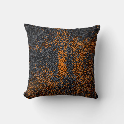 Orange  Gray Shagreen Throw Pillow