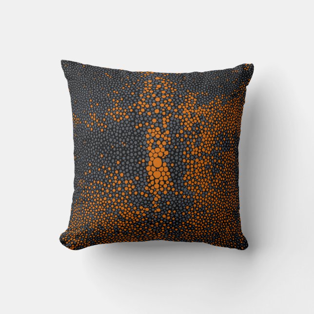 Orange & Gray Shagreen Throw Pillow (Front)