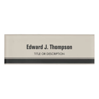 Orange Gray Simple Border Name Tag