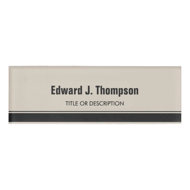 Orange Gray Simple Border Name Tag (Front)