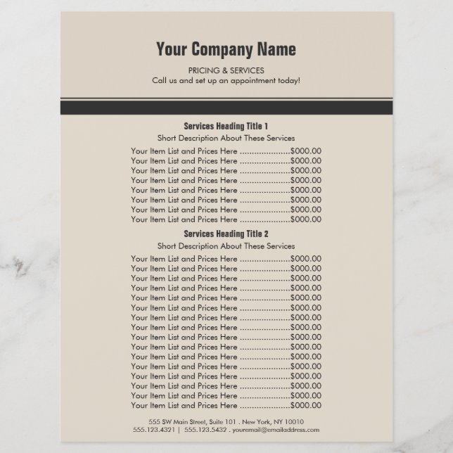 Orange Gray Simple Border Price List 2 Flyer (Front)
