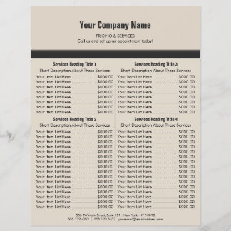 Orange Gray Simple Border Price List 4 Flyer