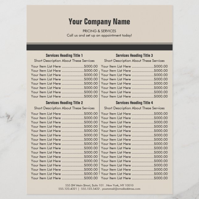 Orange Gray Simple Border Price List 4 Flyer (Front)