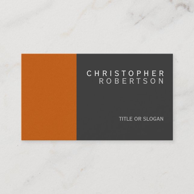 Orange Gray Simple Plain Business Card (Front)