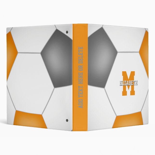 orange gray soccer gifts for teams  3 ring binder (Background)