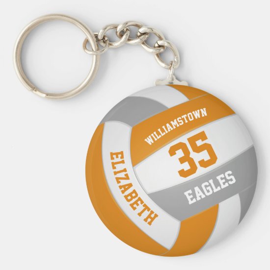 orange gray sports team colors volleyball keychain
