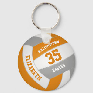 orange gray sports team colors volleyball keychain