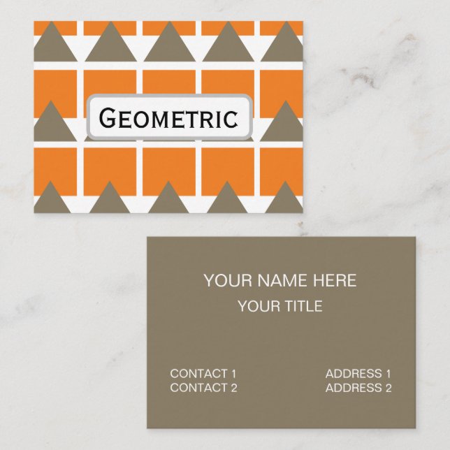 Orange Gray Square Triangle Geometric Business Card (Front/Back)