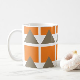 Orange Gray Square Triangle Geometric Coffee Mug