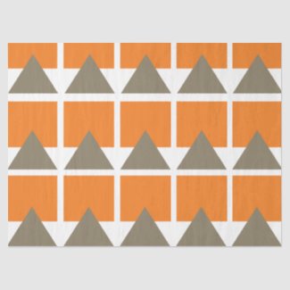 Orange Gray Square Triangle Geometric Tissue Paper