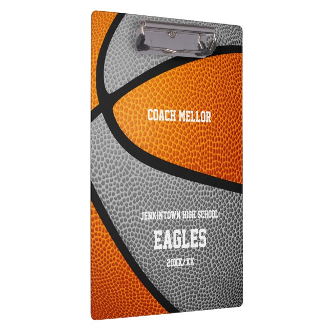 orange gray team colors basketball coach name clipboard (Right)