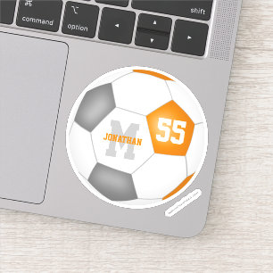 Orange gray team colors boys girls soccer sticker