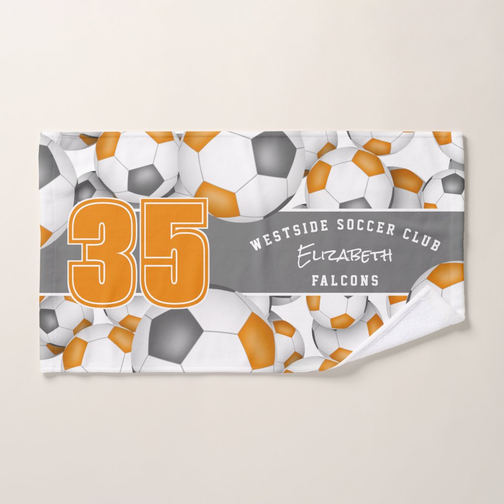orange gray soccer team colors hand towel