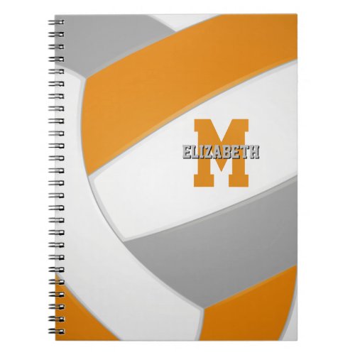 orange gray team colors girls boys volleyball notebook