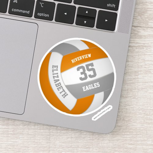 orange gray team colors girls boys volleyball sticker