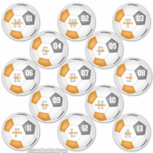 orange gray team colors individual soccer players sticker