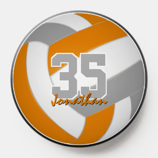 orange gray team colors kids teens volleyball PopSocket
