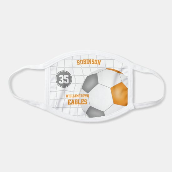 orange gray team colors player name soccer face mask