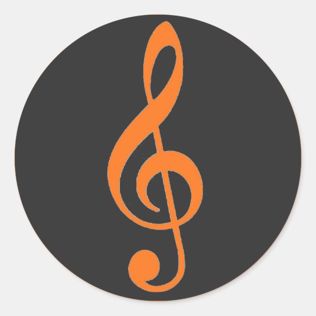 Orange gray treble clef music stickers (Front)