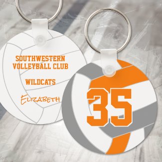 orange gray volleyball buy one or buy in bulk keychain