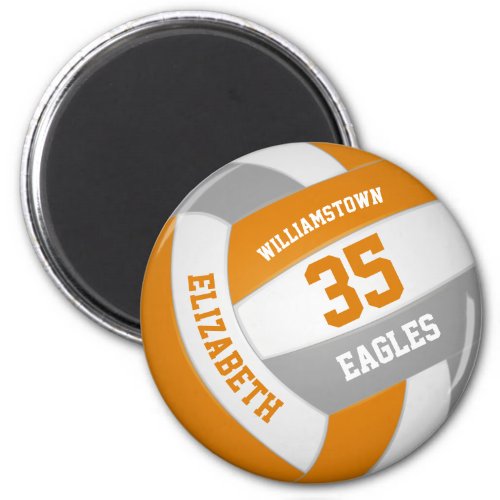 orange gray volleyball team colors girls boys magnet