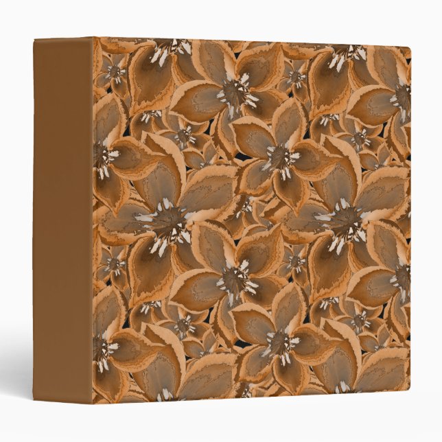 Orange, gray watercolor flowers. 3 ring binder (Front/Spine)