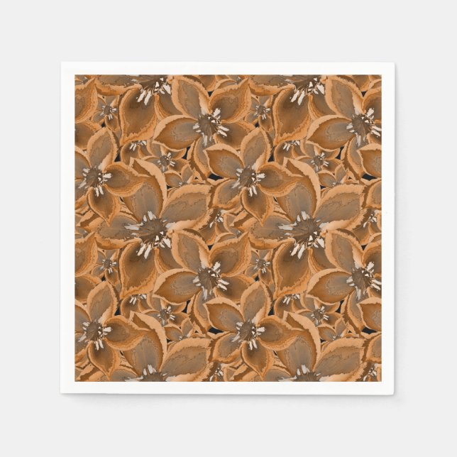Orange, gray watercolor flowers. napkins (Front)