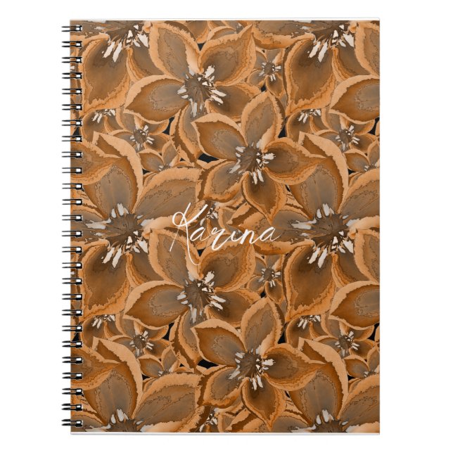 Orange, gray watercolor flowers. notebook (Front)