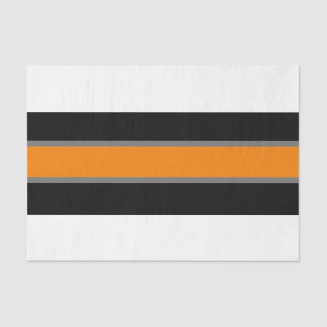 Orange/Gray/White Stripe 18lb Tissue Paper (Front)