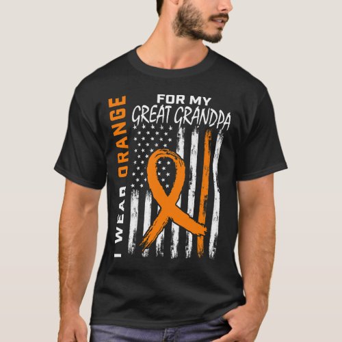 Orange Great Grandpa Kidney Cancer Awareness Ameri T_Shirt