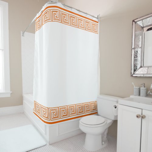 Orange Grecian Frieze Design Shower Curtain