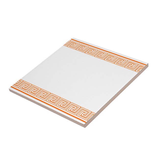 Orange Grecian Frieze Pattern Ceramic Tile (Side)