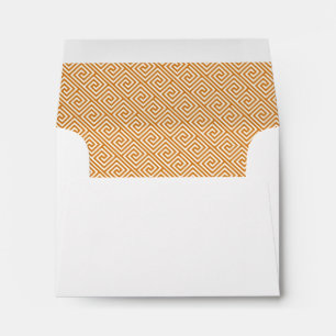 Orange Greek Key Pattern Lined Envelope