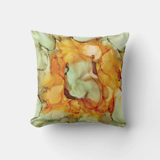 Orange & Green Abstract Throw Pillow