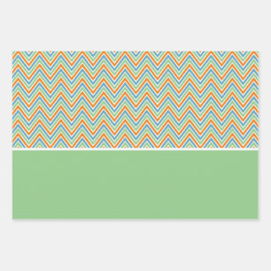 Orange Green and Blue Chevron Wrapping Paper Sheets