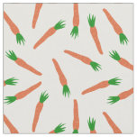 Orange, Green and White Carrots Patterned Print Fabric