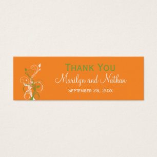 Orange, Green, and White Floral Favor Tag