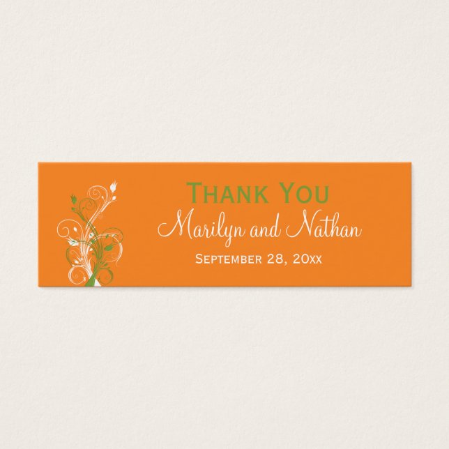 Orange, Green, and White Floral Favor Tag (Front)