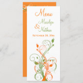 Orange, Green, and White Floral Menu Card (Front/Back)