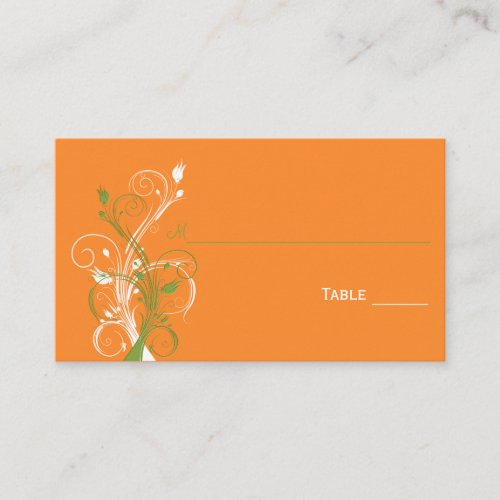 Orange, Green, and White Floral Place Cards Business Card