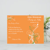 Orange, Green, and White Floral Wedding Program (Standing Front)