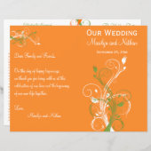 Orange, Green, and White Floral Wedding Program (Front/Back)