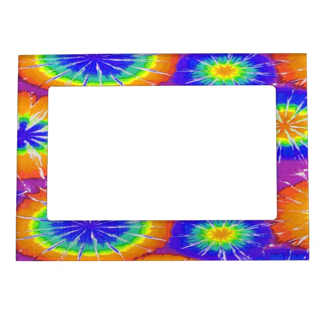 Orange green and yellow tie dye magnetic frame (Front)