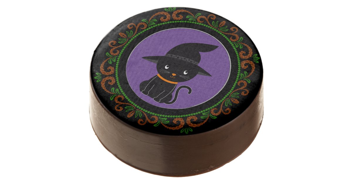 Orange Green Black Cat With A Witch Hat Halloween Chocolate
