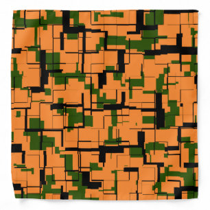 Orange Green Black Digital Camo Pattern Bandana
